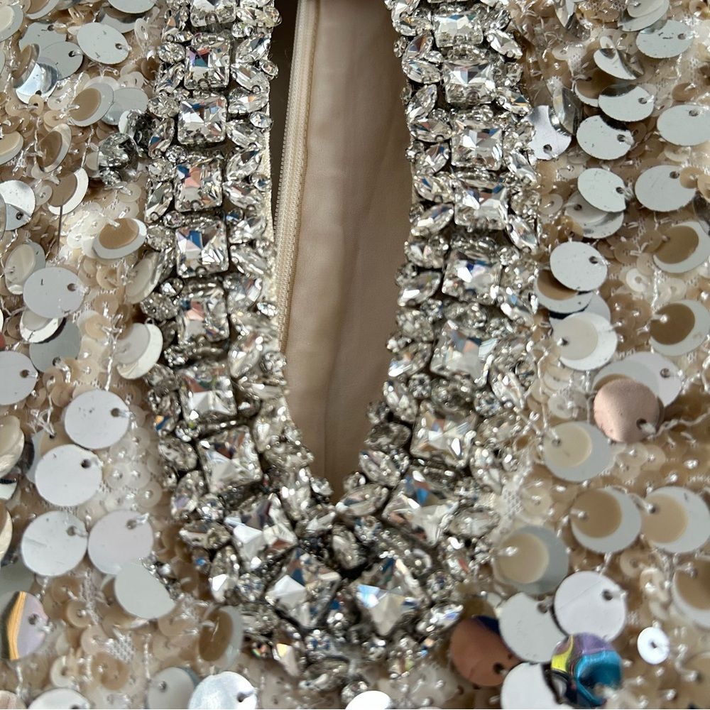 NWT RICHRADIQS Dazzling Sequined Feather Cuff Dress - Picture 5 of 16